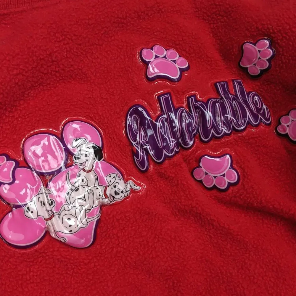 Vintage Y2K Disney Store Sweatshirt Girls Sz 6 Disney Red 101 Dalmatians Fleece